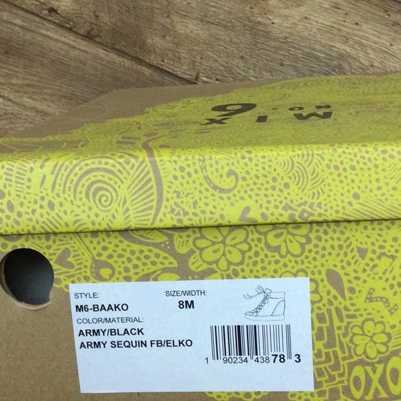 Mix No. 6 Olive/Black/Army Sequin Heel Sneaker Woman Size 8 - Picture 9 of 9